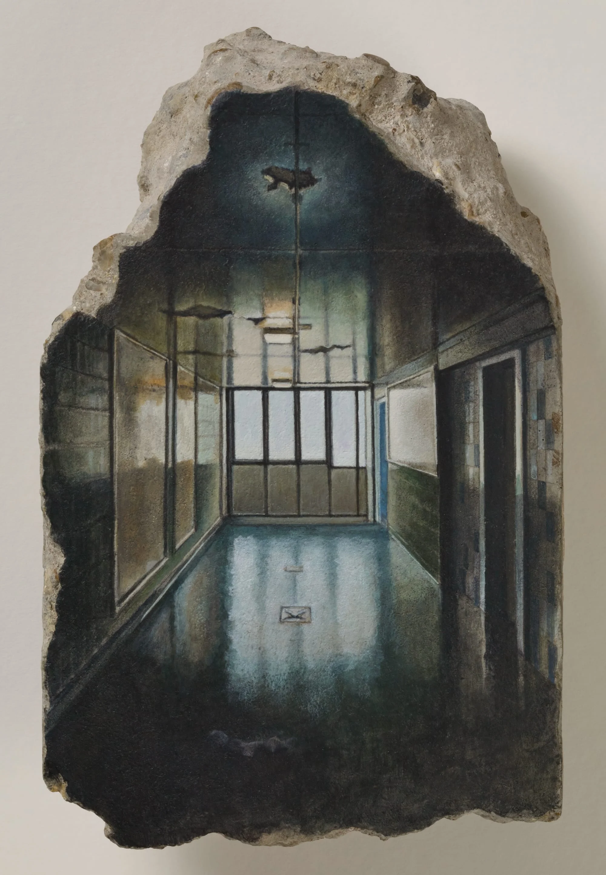 a concrete fragment with a painting of standing water
