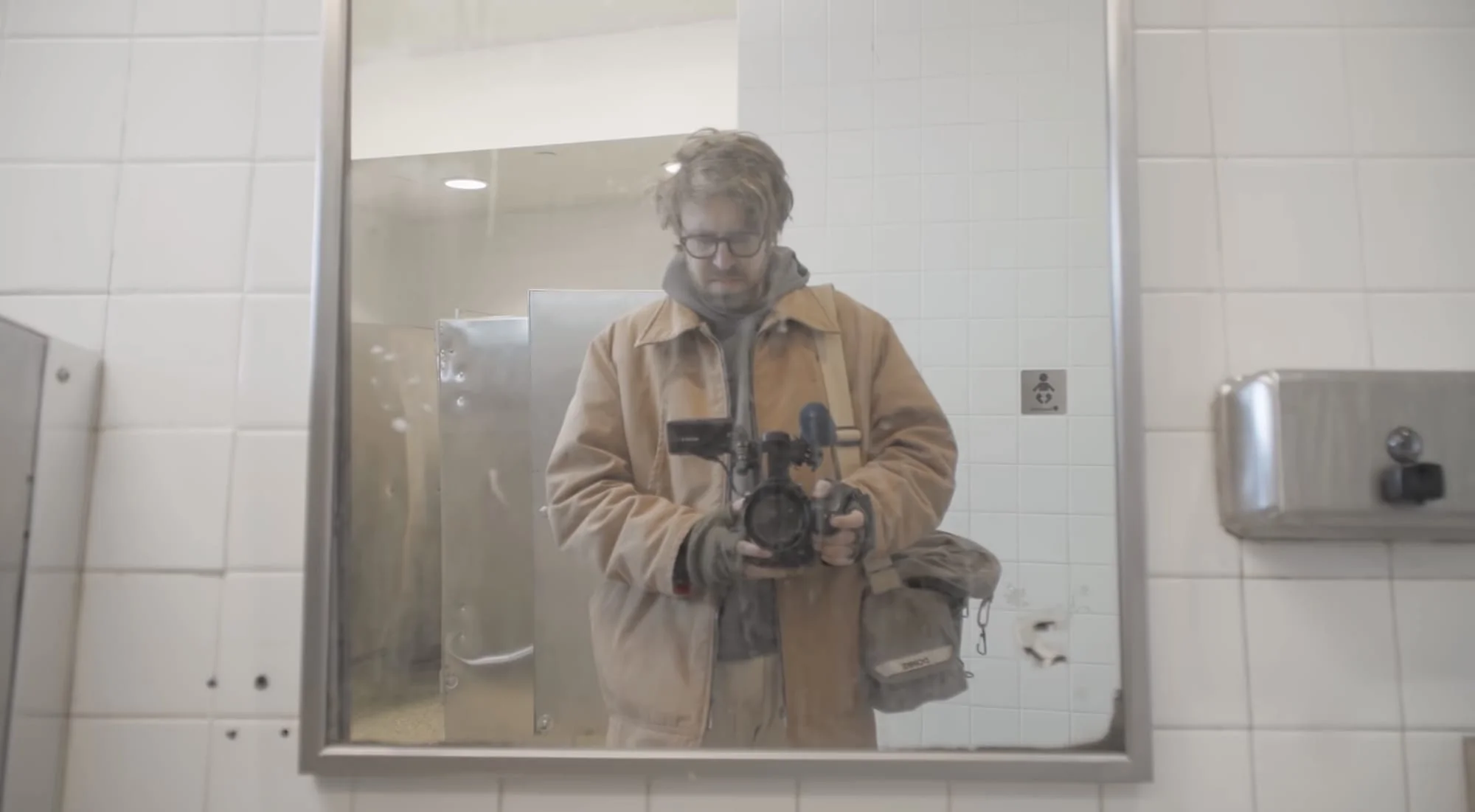 A still from 'The History of Concrete' featuring John Wilson's self-portrait